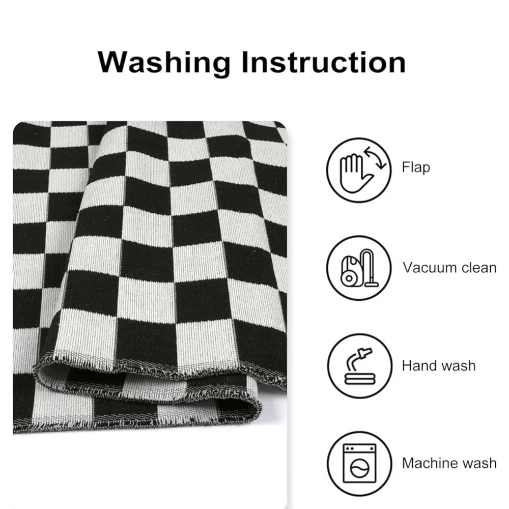 🆕 Black White Checker Rug Door Mat Decor Patio Porch Door Kitchen Bathroom NEW